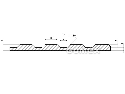 Gummiboden S 4, 6mm, Breite 1200mm, 80°ShA, NR-SBR, gerillte Ausführung, -25°C/+80°C, schwarz, 
